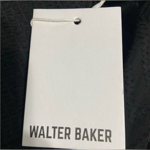 NWT Walter Baker Nessy Dress Chevron Ruffle Mock Neck in Black size Medium - Picture 7 of 10